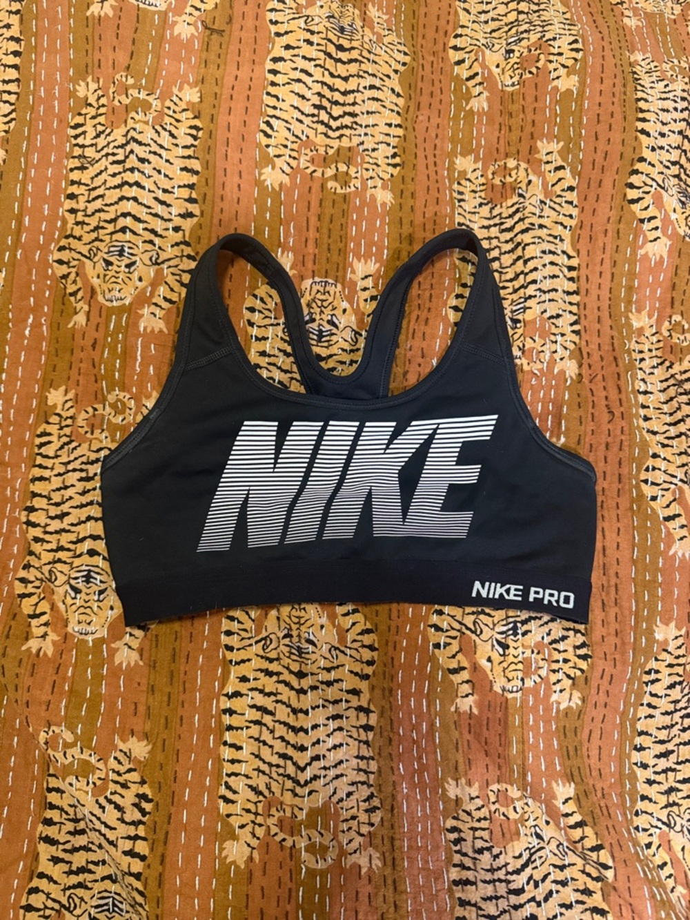 Nike Black Sports Bra with White NIKE Logo